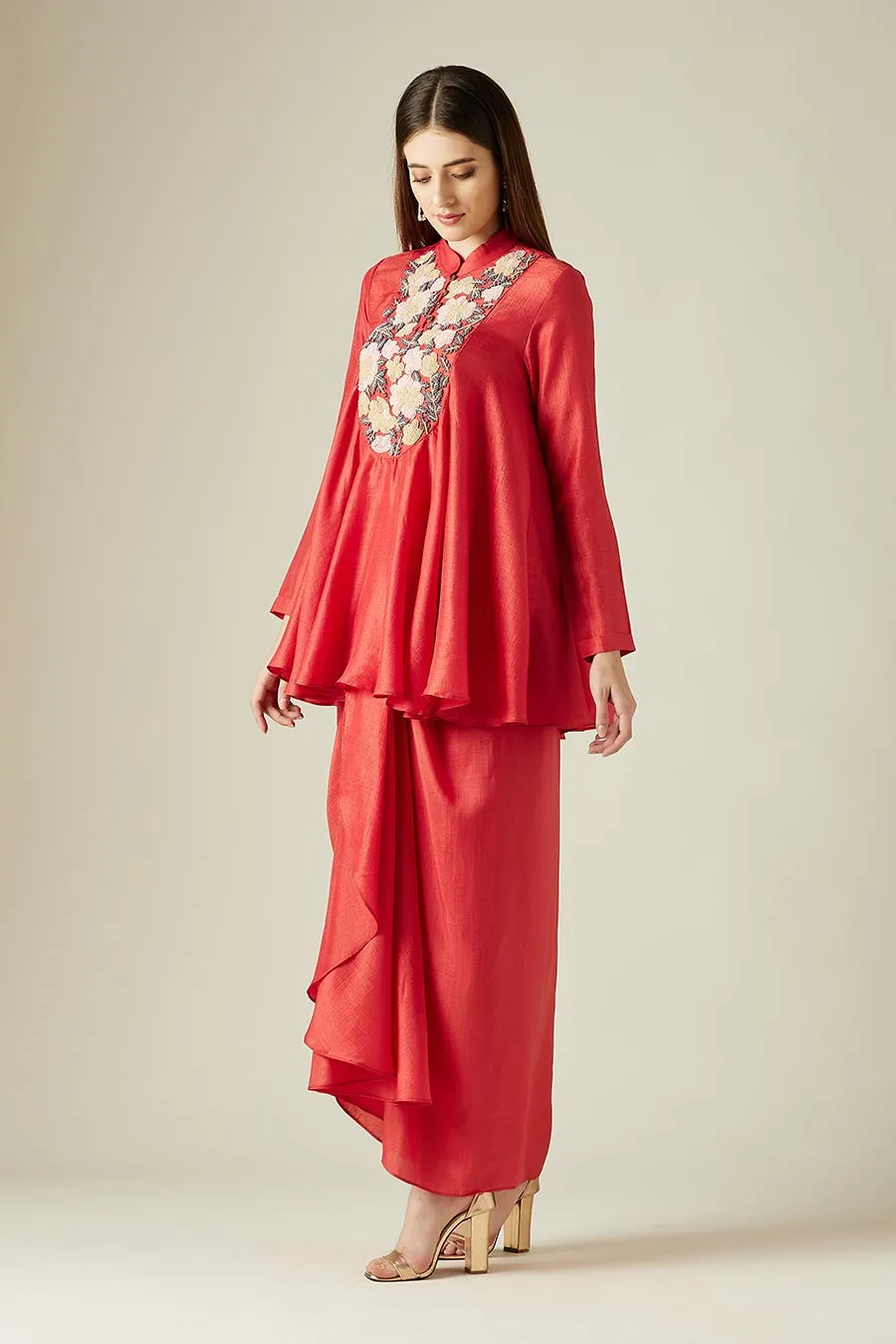 Rose Red Garden Tunic & Skirt Co-Ord Set