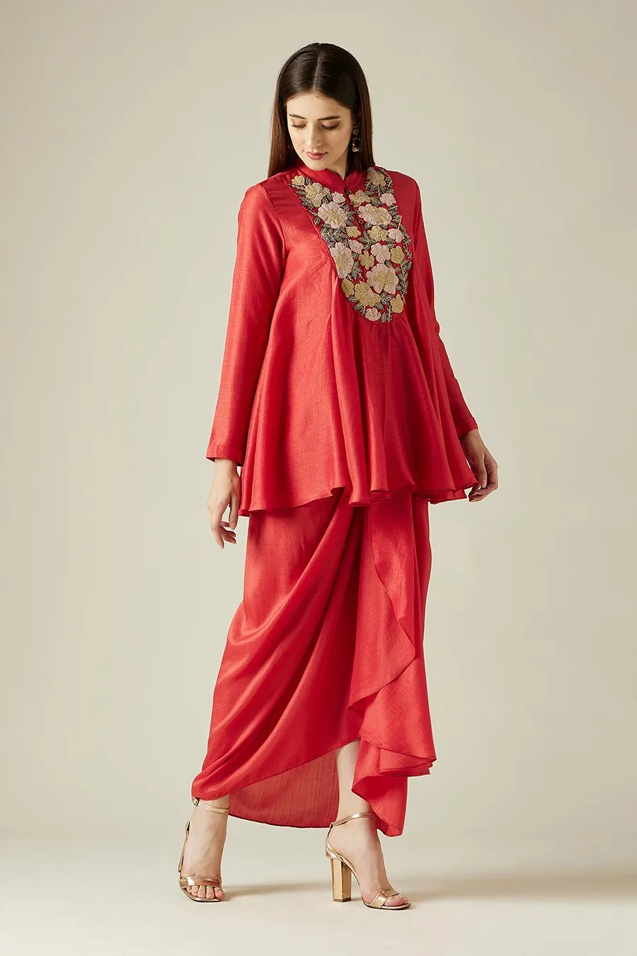 Rose Red Garden Tunic & Skirt Co-Ord Set