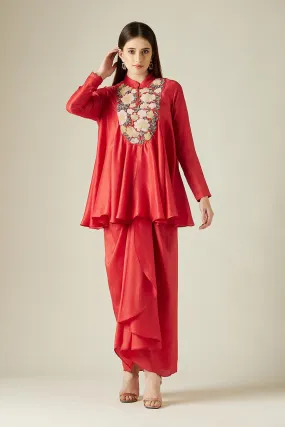 Rose Red Garden Tunic & Skirt Co-Ord Set