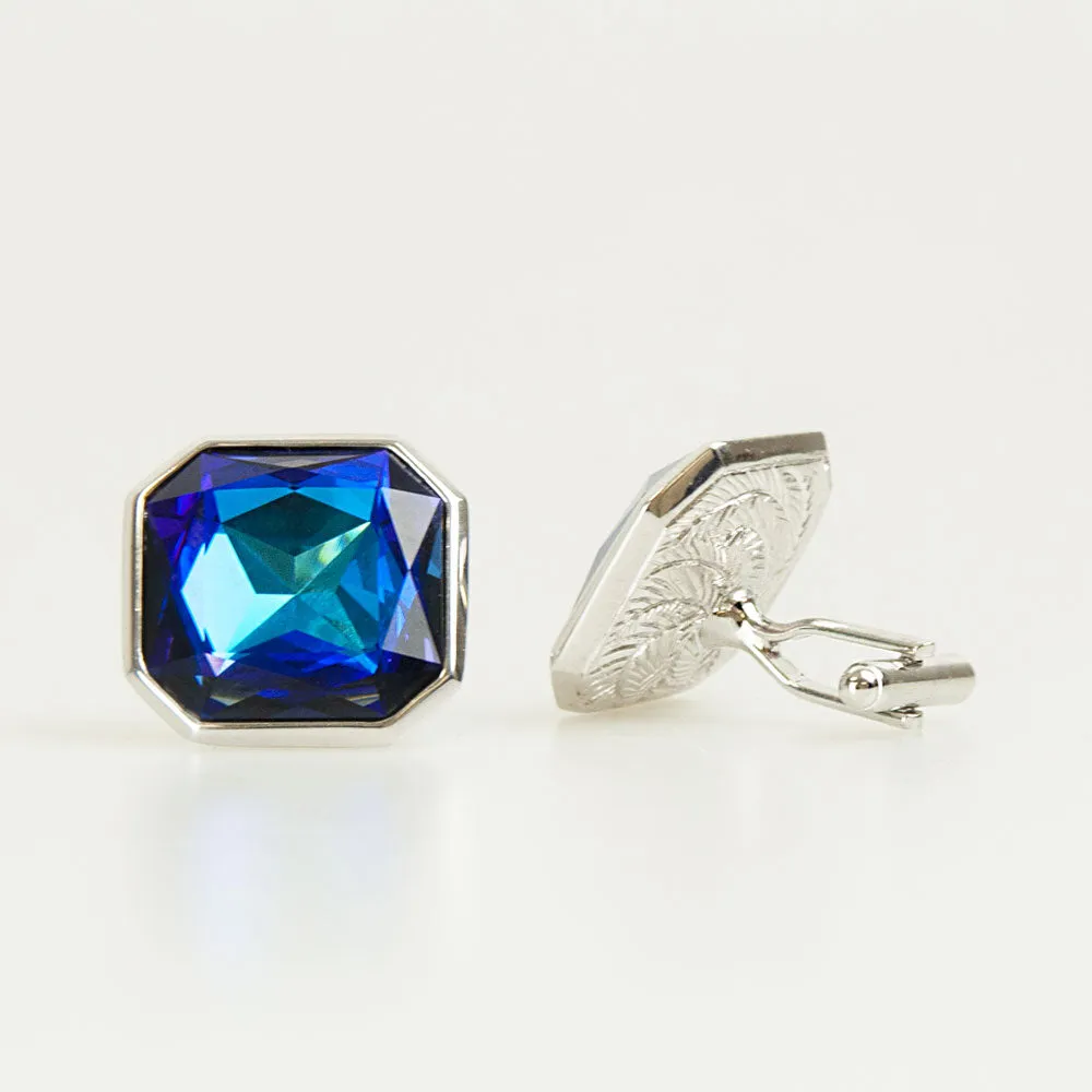 Royal Blue Crystal Square Cufflinks
