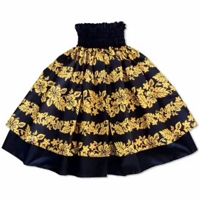 Royalty Black Double Pa'u Hawaiian Hula Skirt