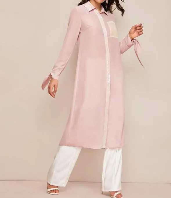 Sequin Detail Knotted Cuff Tunic