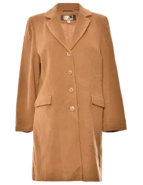 Single-Breasted Brown Classic Wool Coat - L