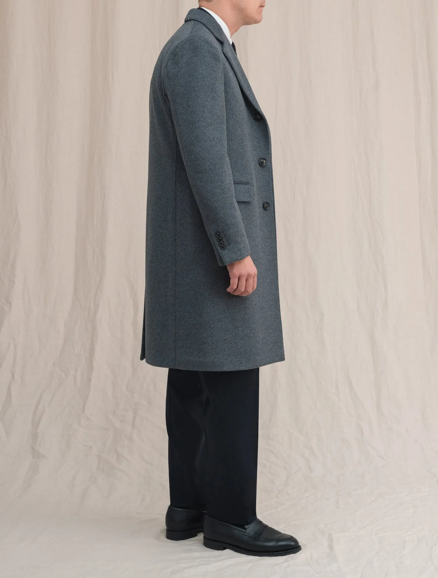 Single Breasted Wool Coat Grey