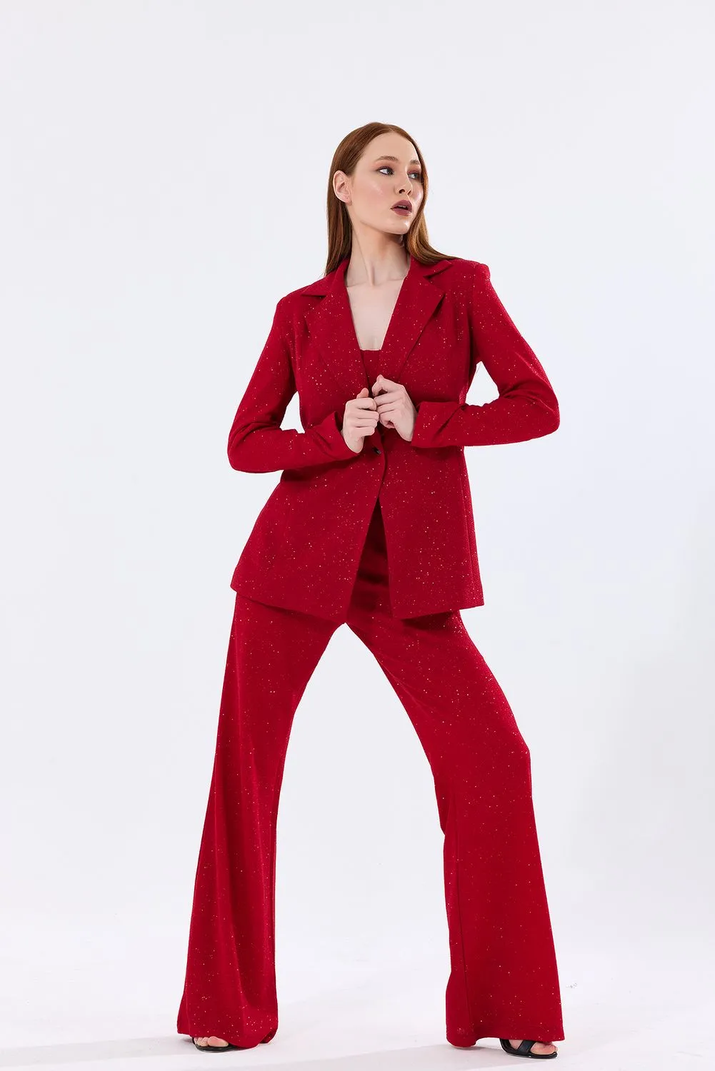 SNS Burgundy Lined Glittery Puffer Abaya Jacket - Meriden