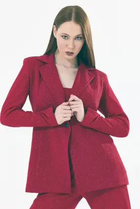 SNS Burgundy Lined Glittery Puffer Abaya Jacket - Meriden