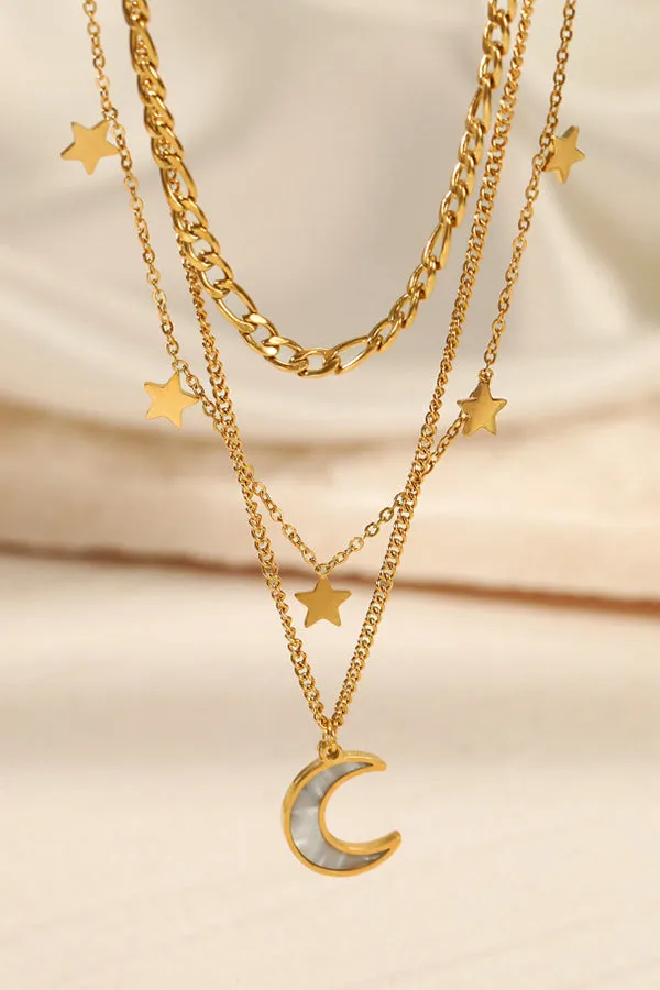 Star Moon 3 Layer Necklace