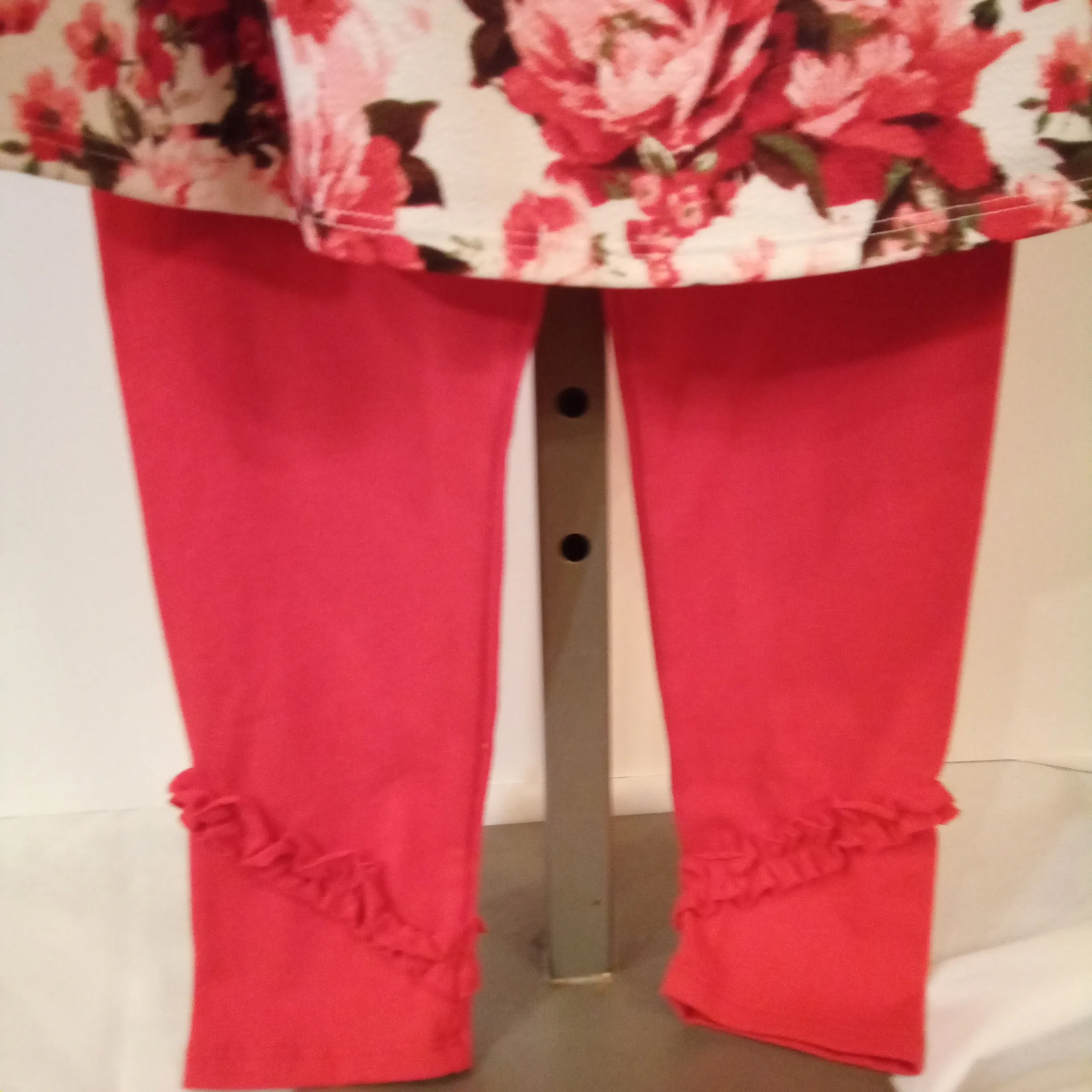 Sweetheart Floral Tunic with Red Leggings Set