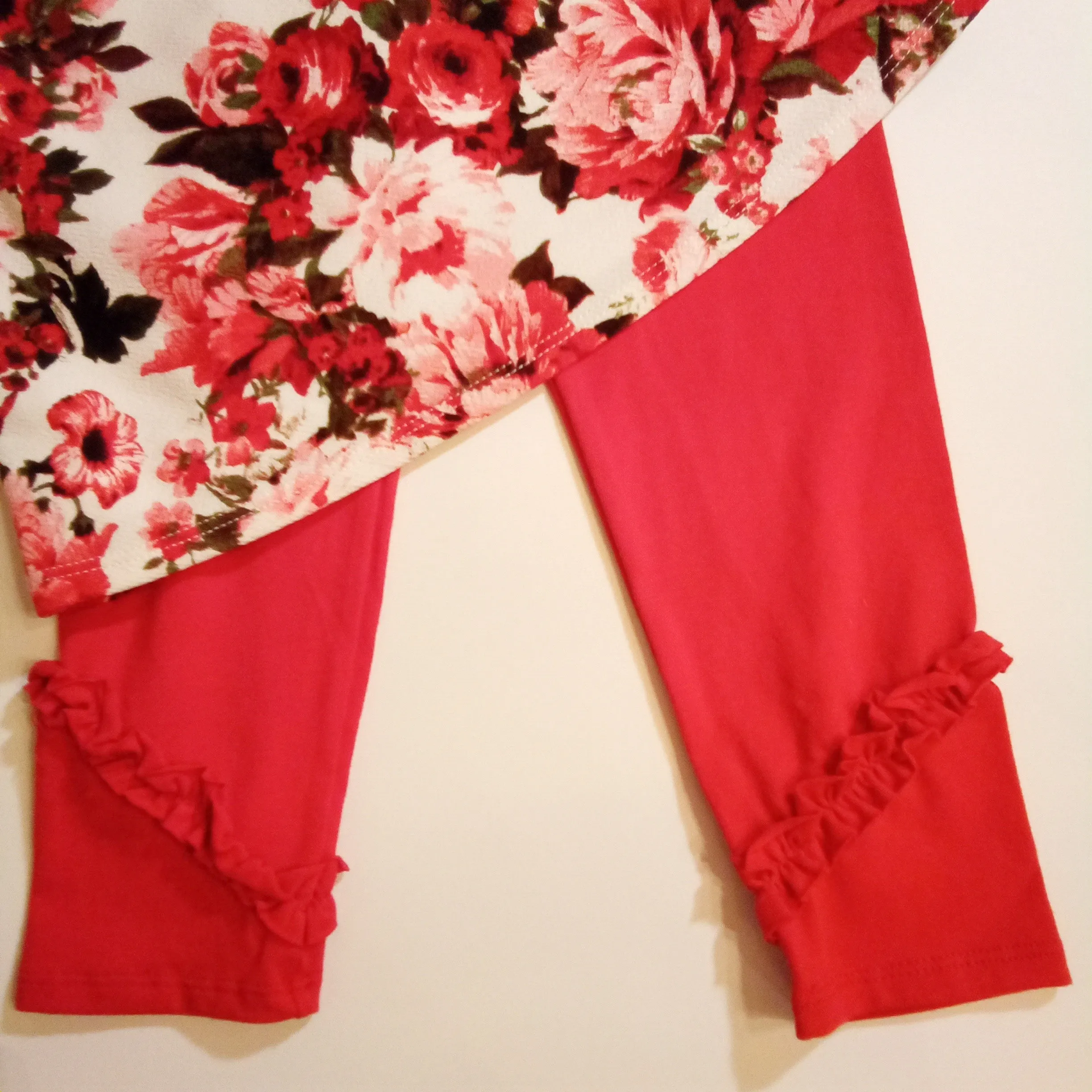 Sweetheart Floral Tunic with Red Leggings Set