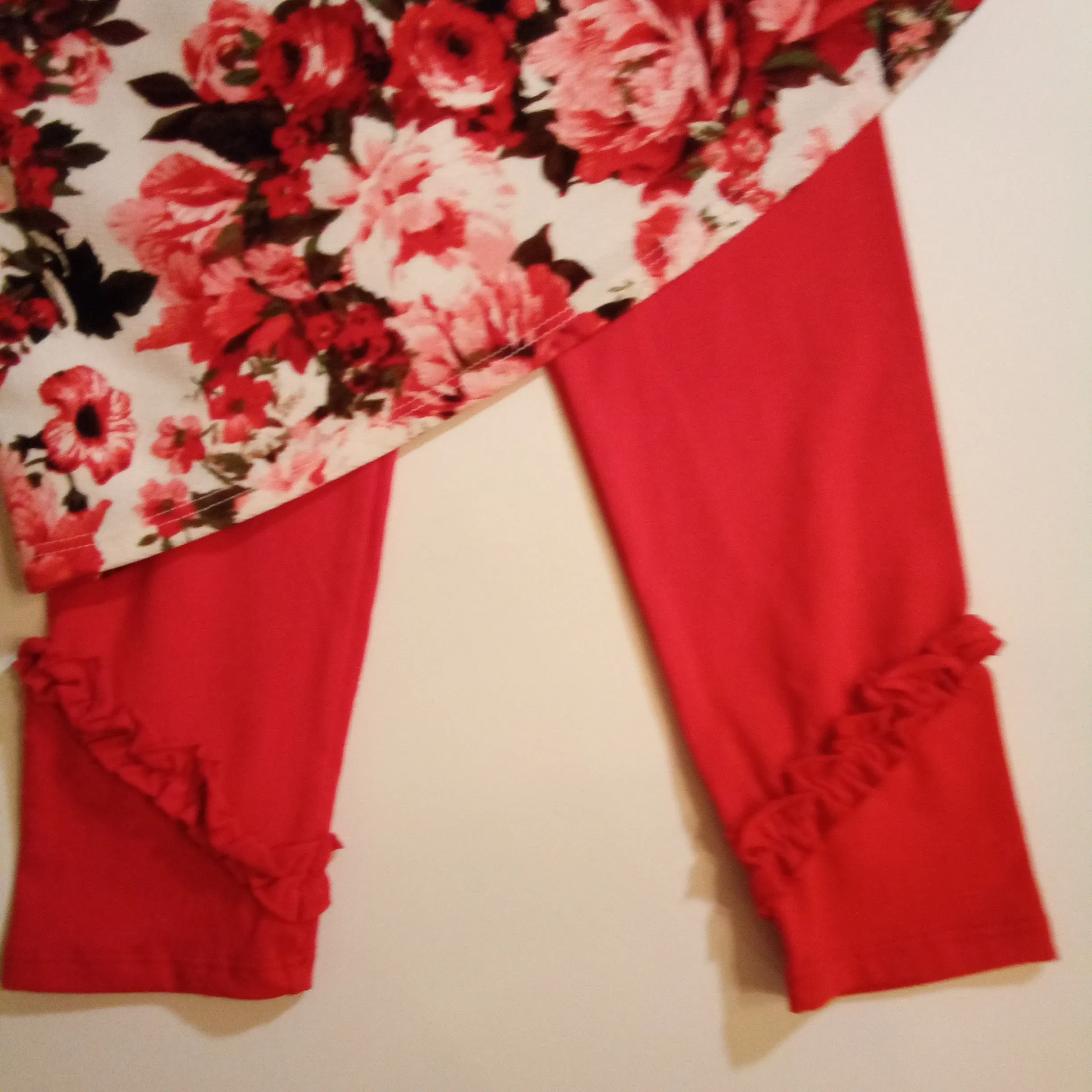 Sweetheart Floral Tunic with Red Leggings Set