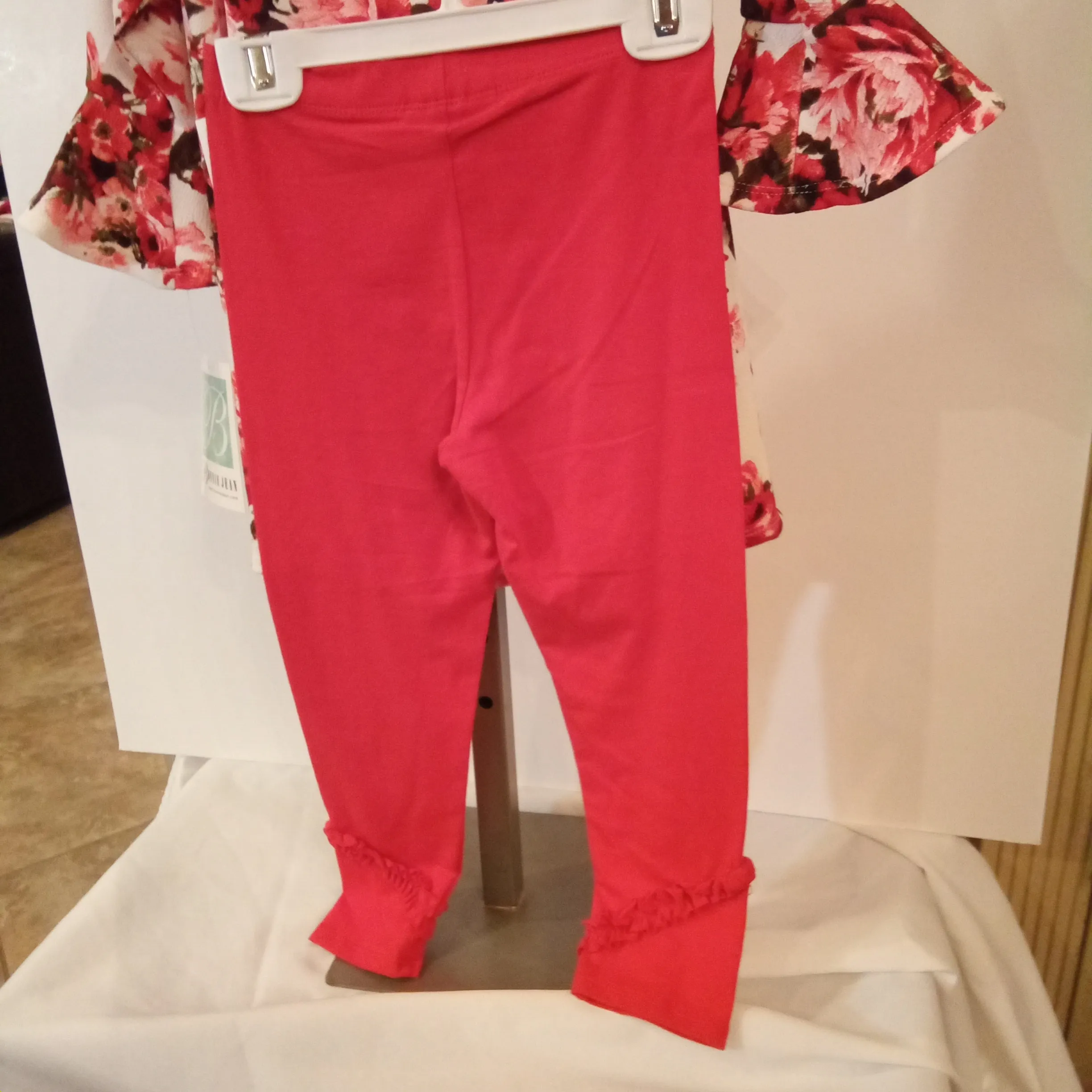 Sweetheart Floral Tunic with Red Leggings Set