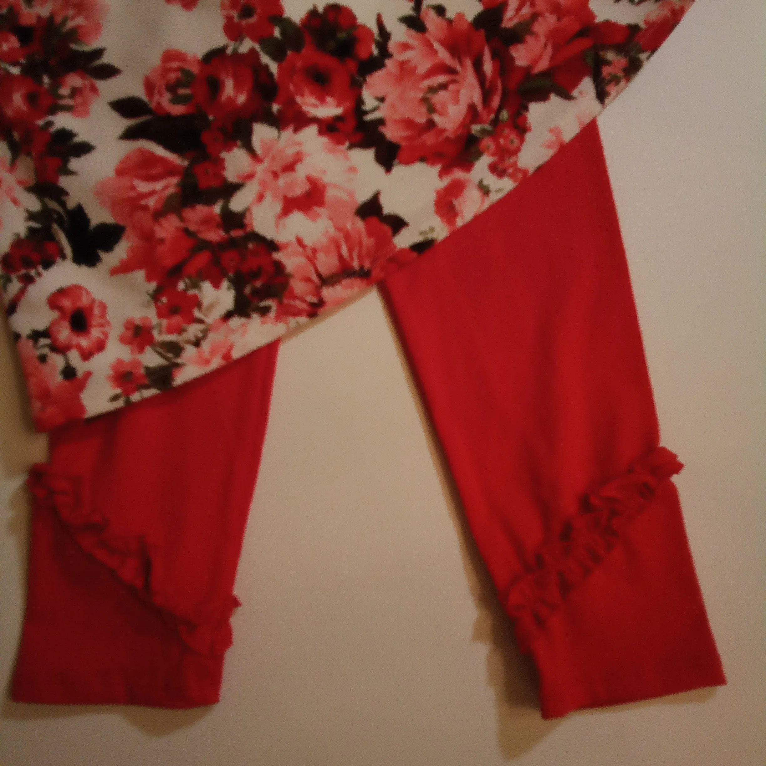 Sweetheart Floral Tunic with Red Leggings Set
