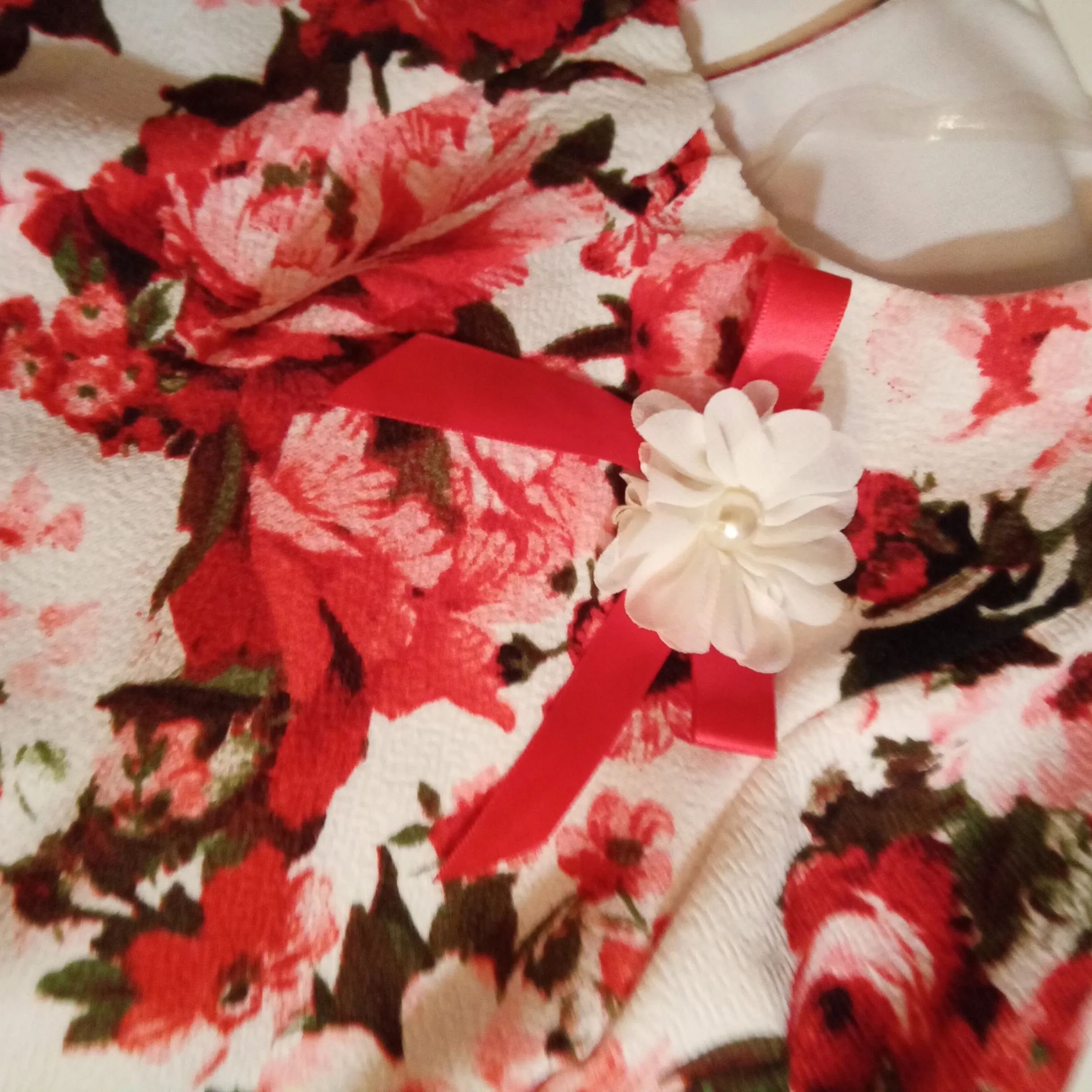Sweetheart Floral Tunic with Red Leggings Set