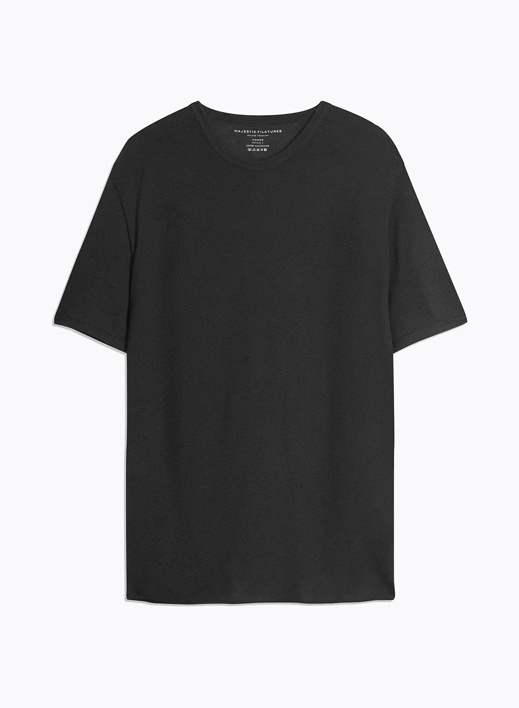 T-shirt Noir Col Rond Manches Courtes en 100% Cachemire