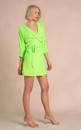 Valley Mini Wrap Dress (Lime)