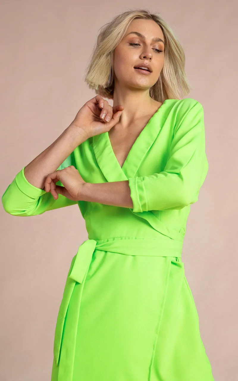 Valley Mini Wrap Dress (Lime)