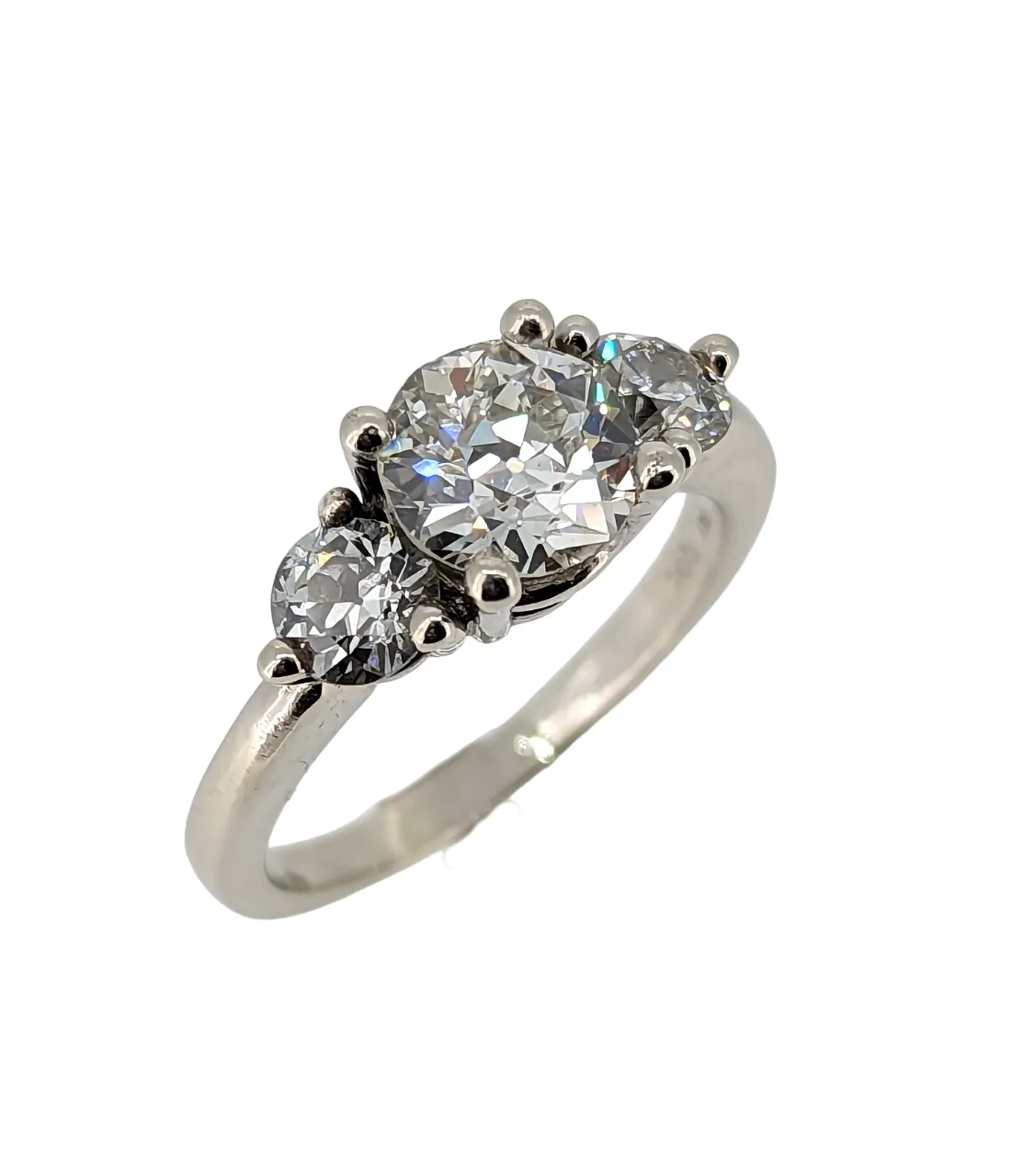 Vintage 1.60 Carat Old European Cut Diamond Engagement Ring 14K White Gold