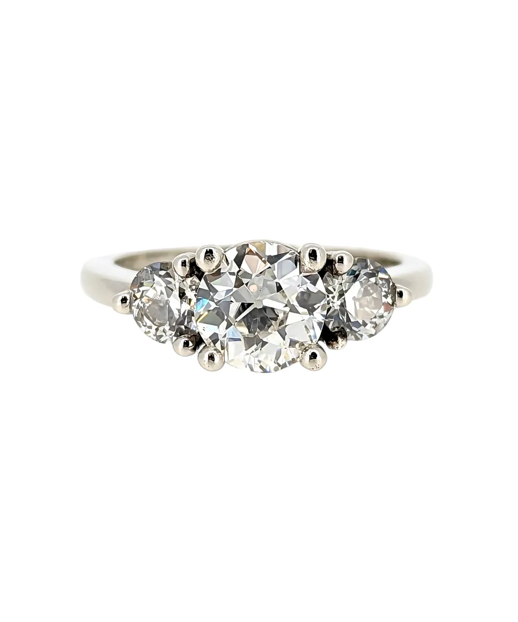 Vintage 1.60 Carat Old European Cut Diamond Engagement Ring 14K White Gold