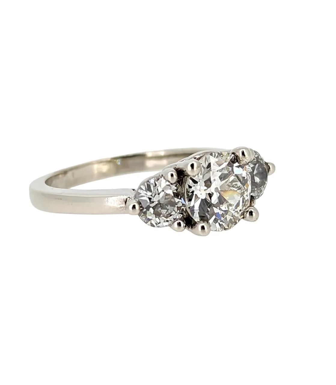 Vintage 1.60 Carat Old European Cut Diamond Engagement Ring 14K White Gold