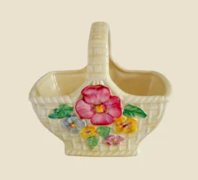 Vintage 1930s Wade Noveltio Straw Effect Pottery Basket