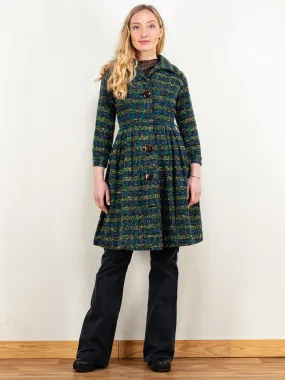 Vintage 50's Women Plaid Woven Coat in Blue