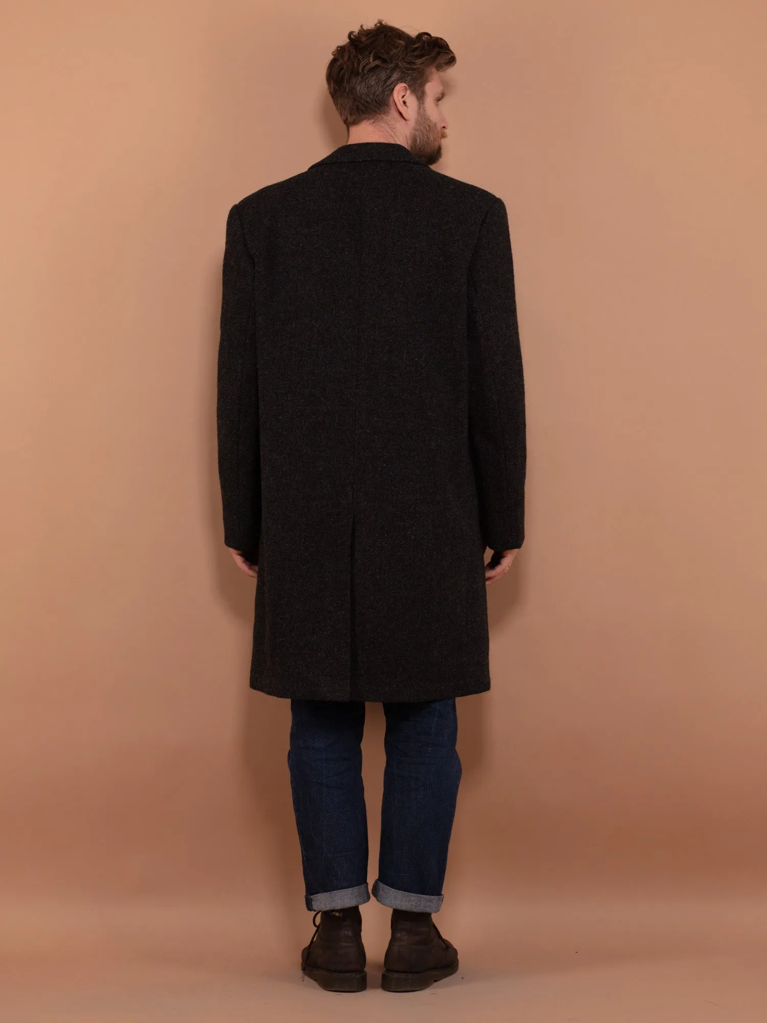 Vintage 70's Men Pure New Wool Coat in Gray