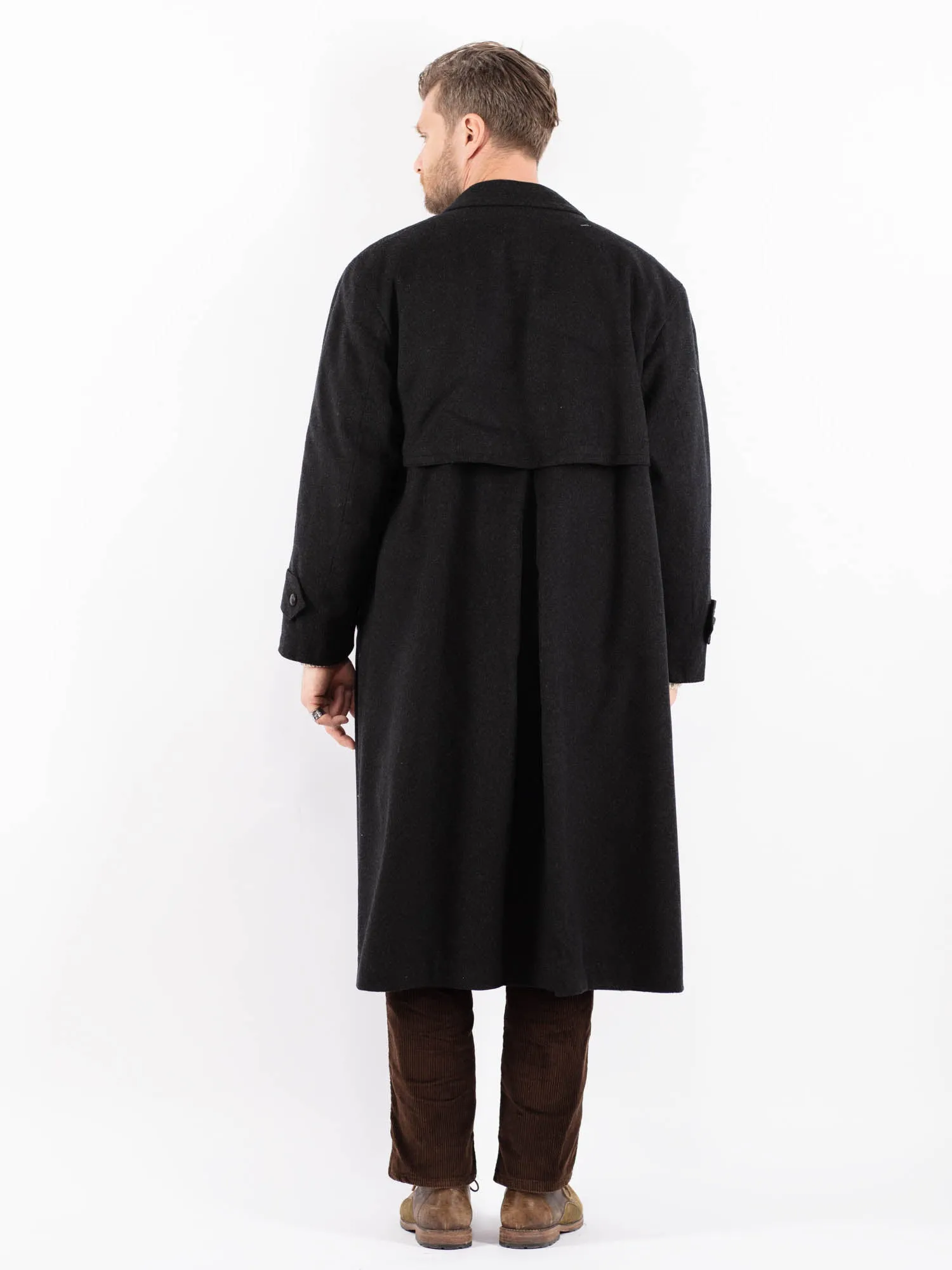 Vintage 70's Men Wool Blend Coat in Gray