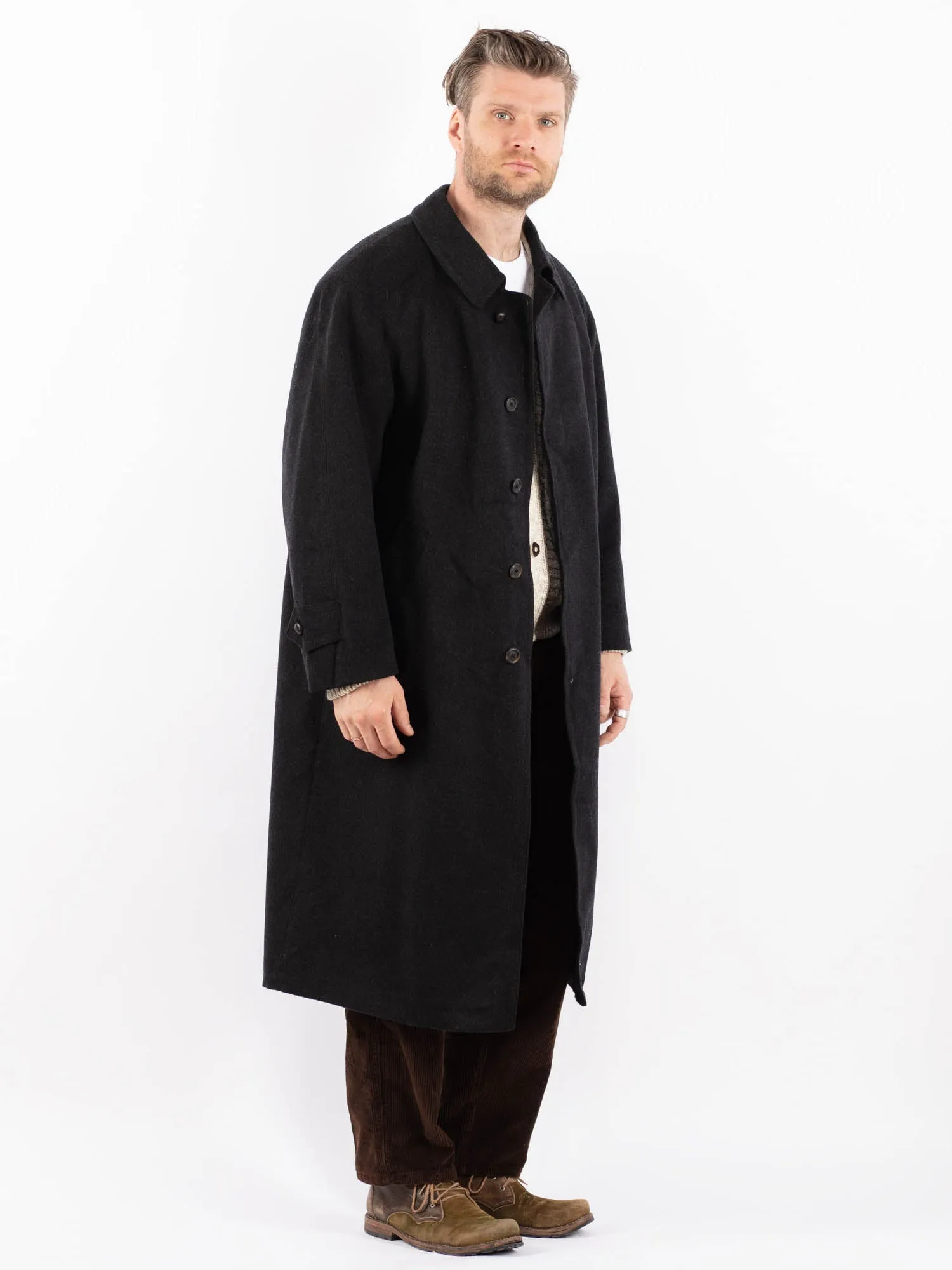 Vintage 70's Men Wool Blend Coat in Gray