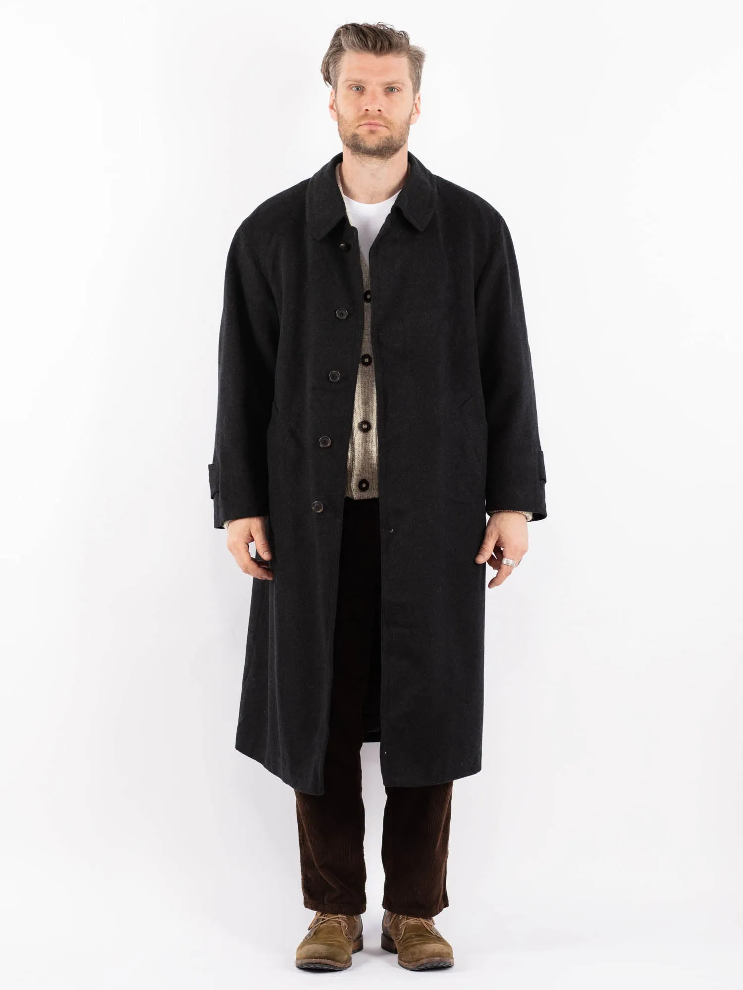 Vintage 70's Men Wool Blend Coat in Gray