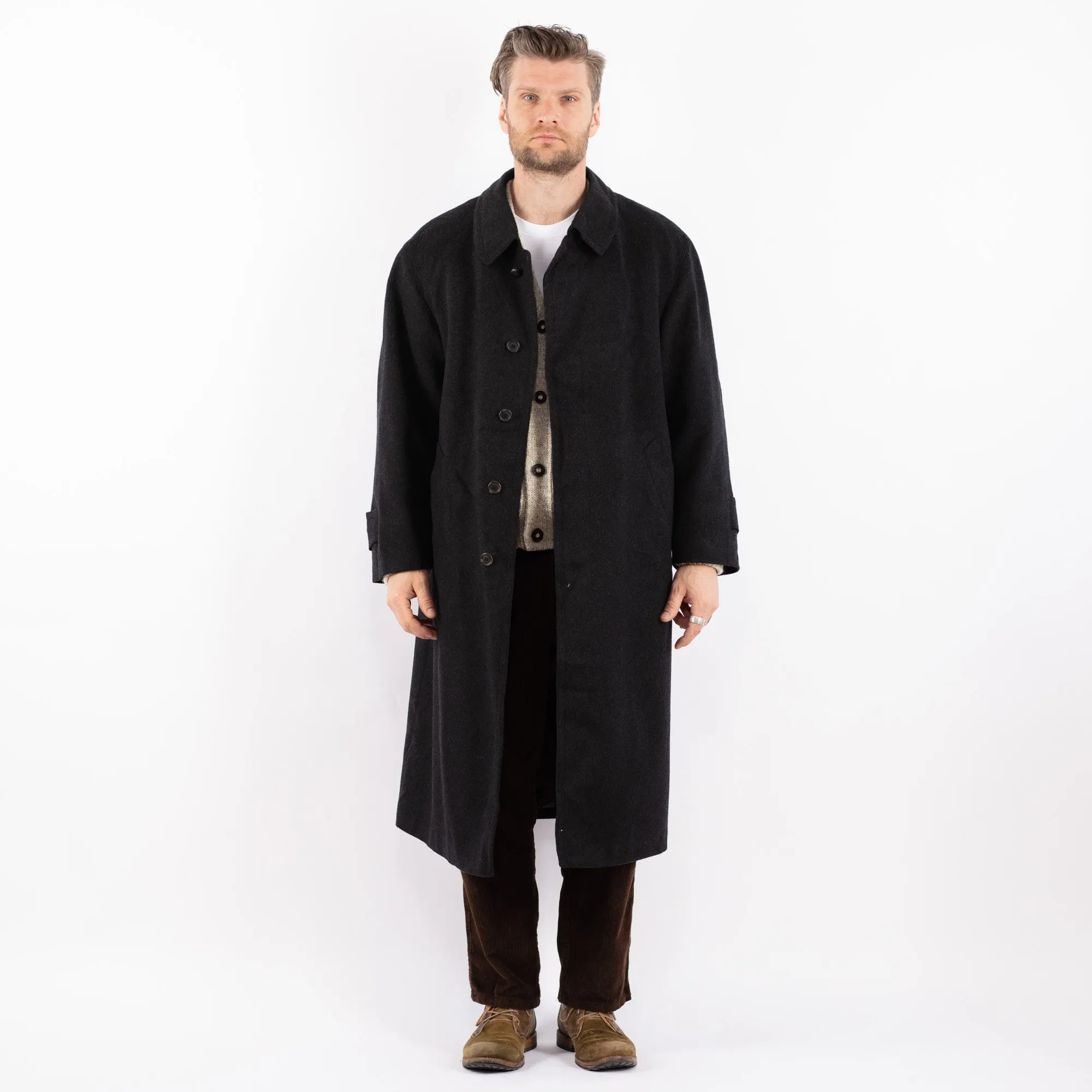 Vintage 70's Men Wool Blend Coat in Gray