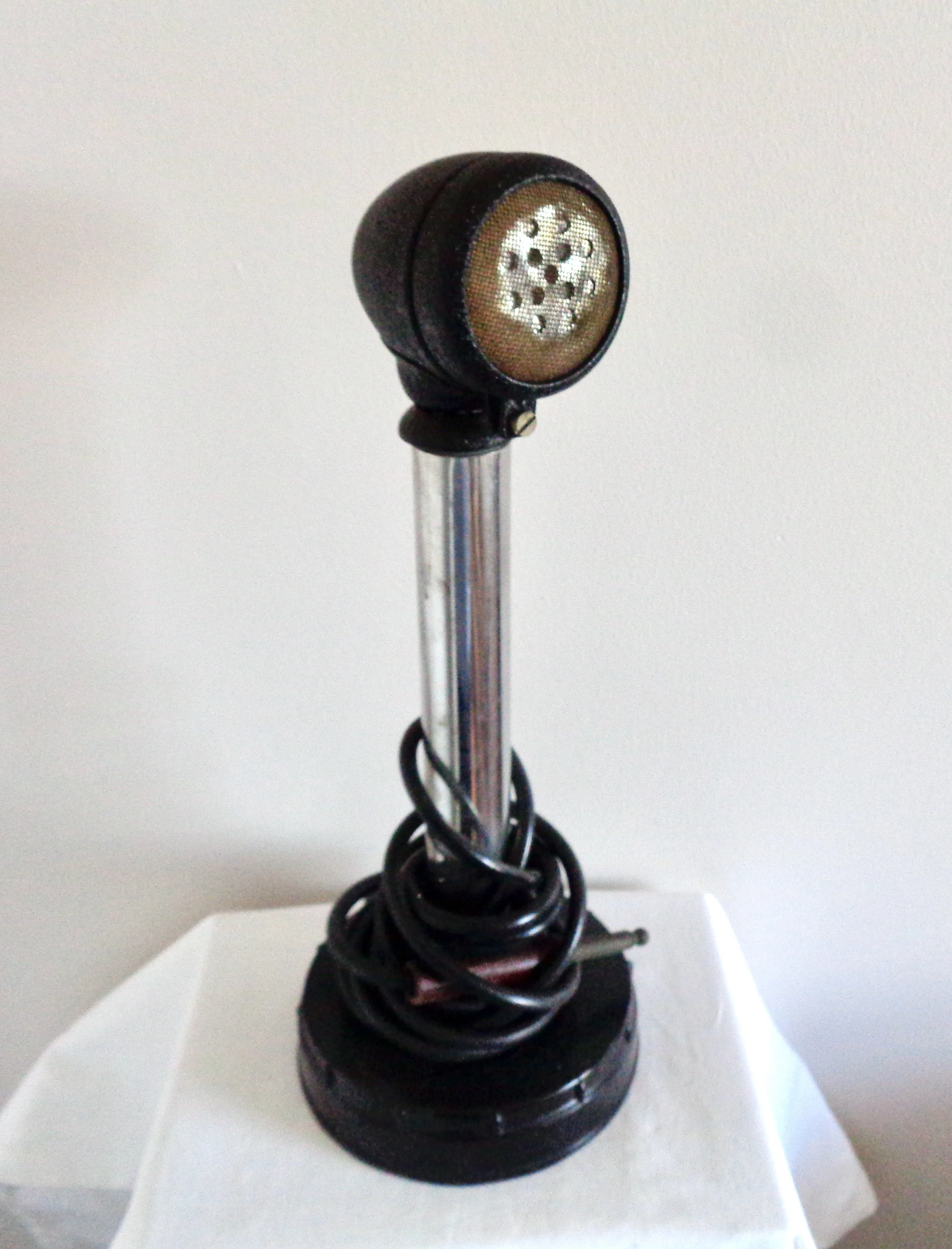 Vintage Bullet Shaped Microphone With Stand