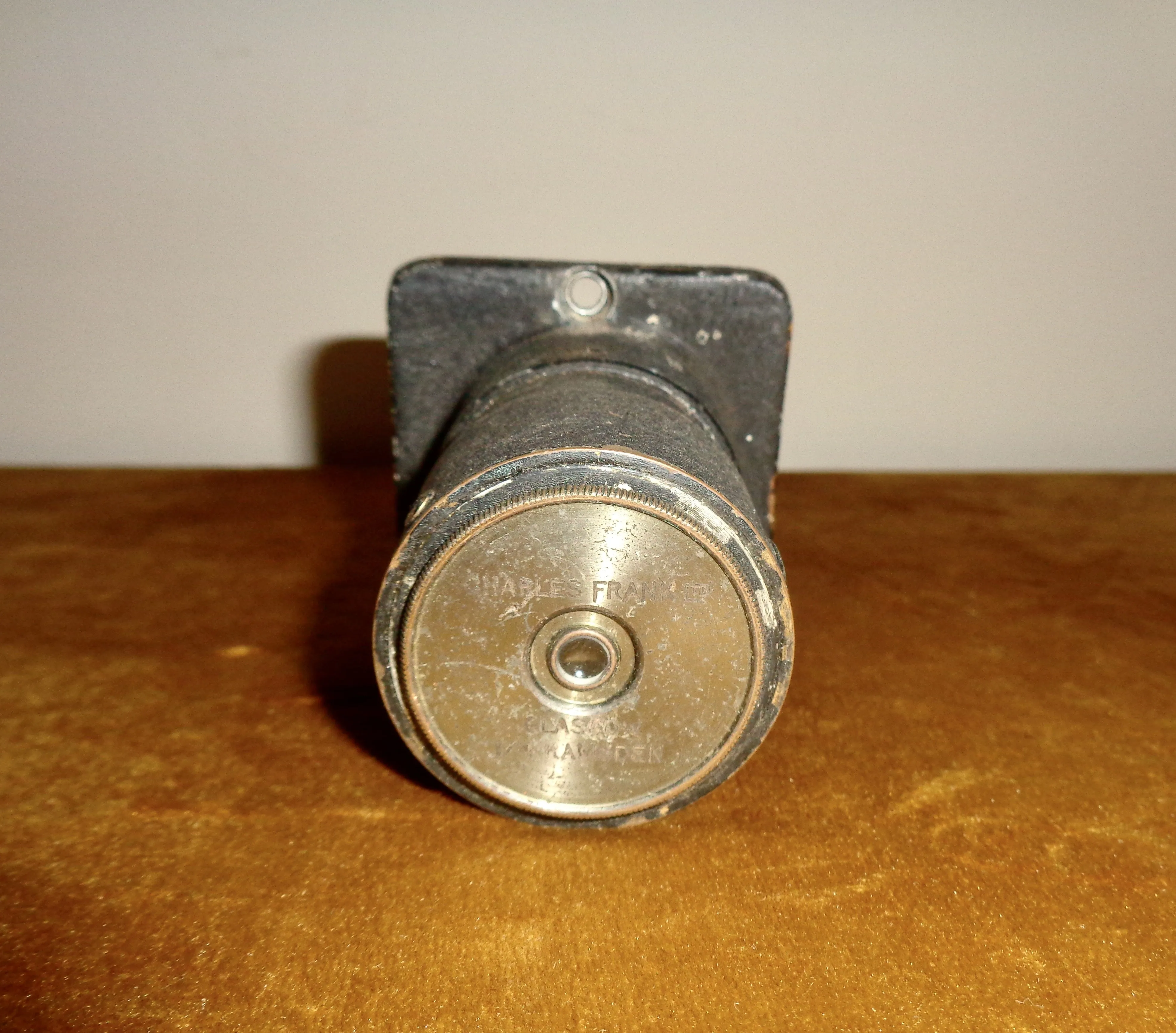 Vintage Charles Frank Ramsden Instrument Eyepiece 1/4" In Black Coated Brass Stand