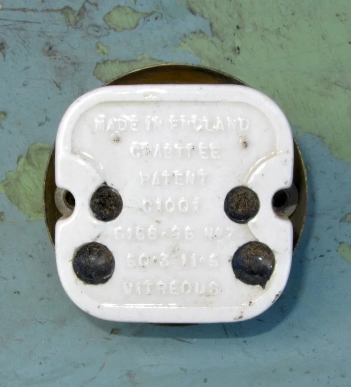 Vintage Crabtree Brass / White Ceramic British Toggle Light Switch With Square Base