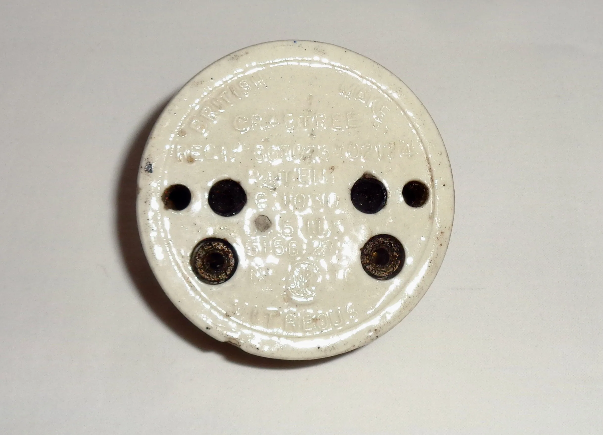 Vintage Crabtree Brass / White Ceramic British Toggle Light Switch