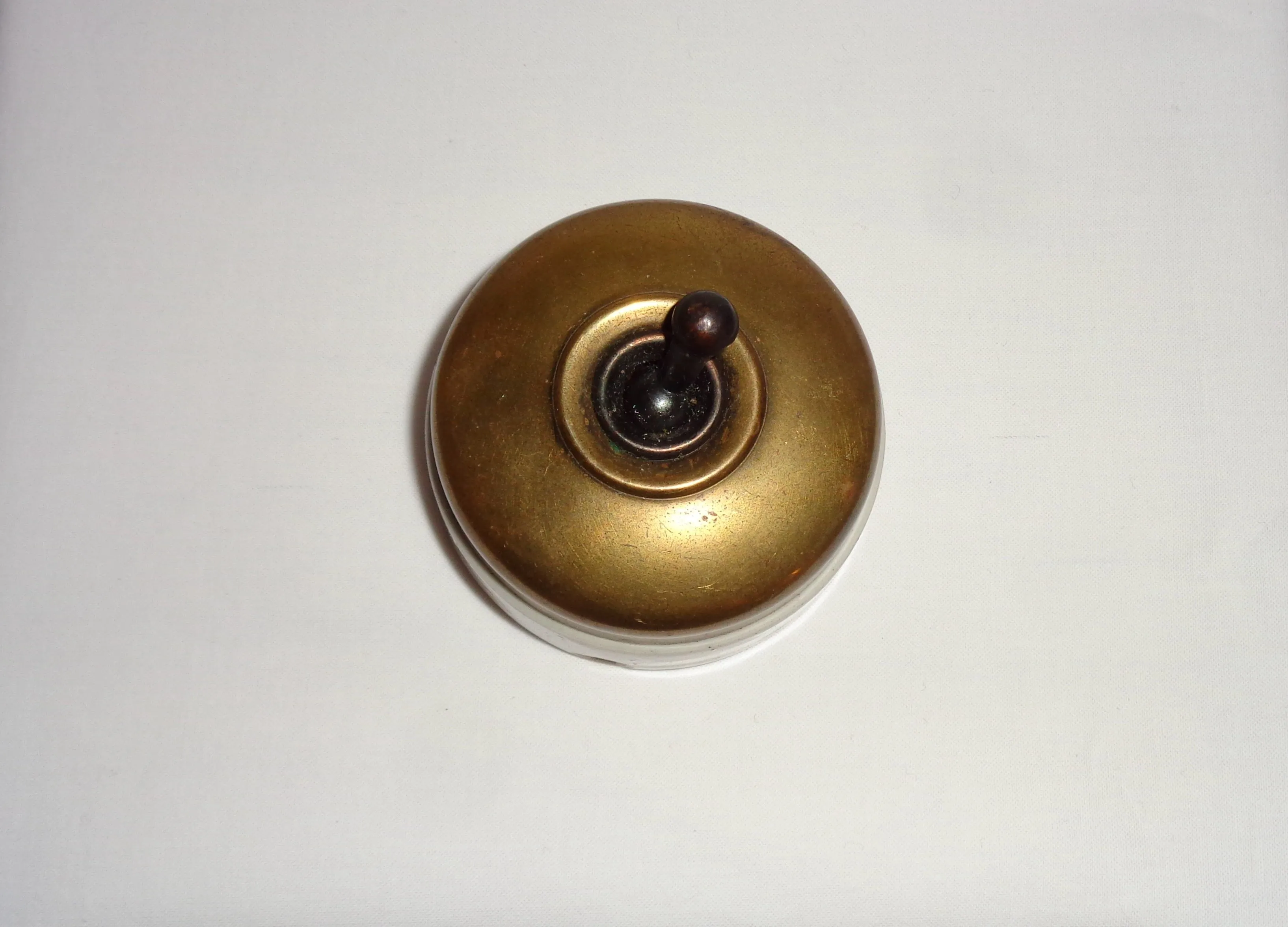 Vintage Crabtree Brass / White Ceramic British Toggle Light Switch