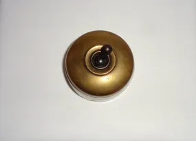 Vintage Crabtree Brass / White Ceramic British Toggle Light Switch