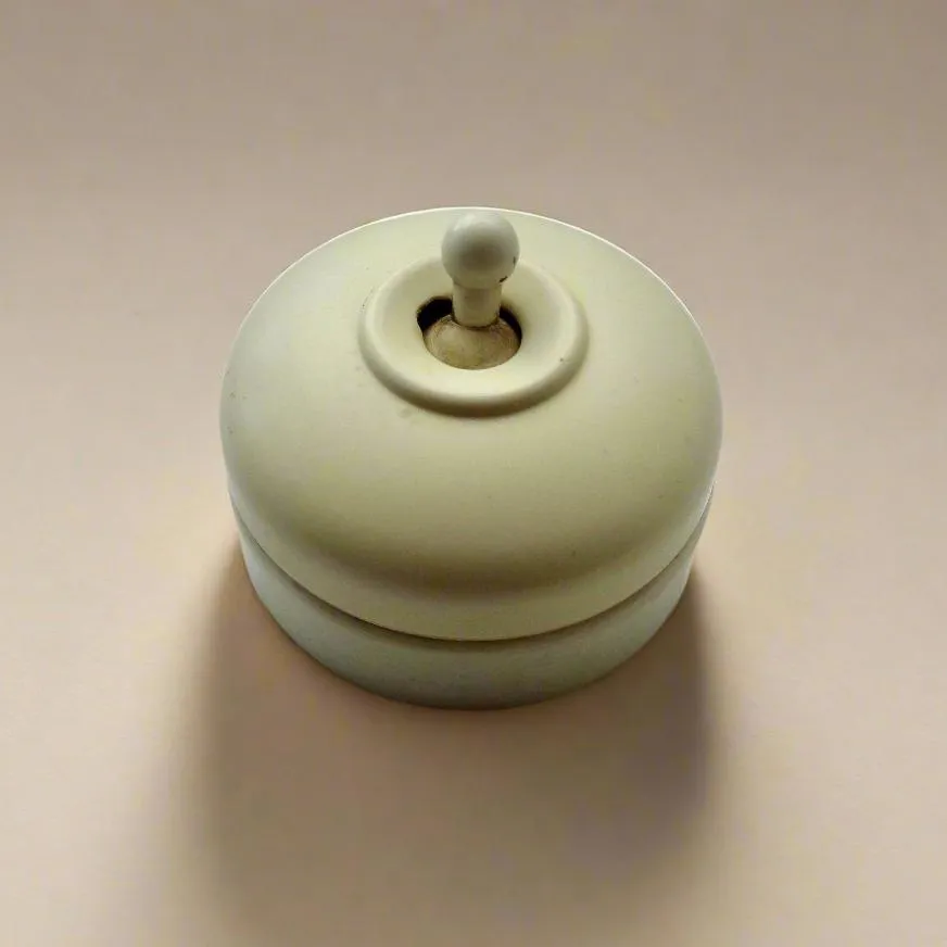 Vintage Crabtree White Ceramic / White Bakelite British Toggle Light Switch