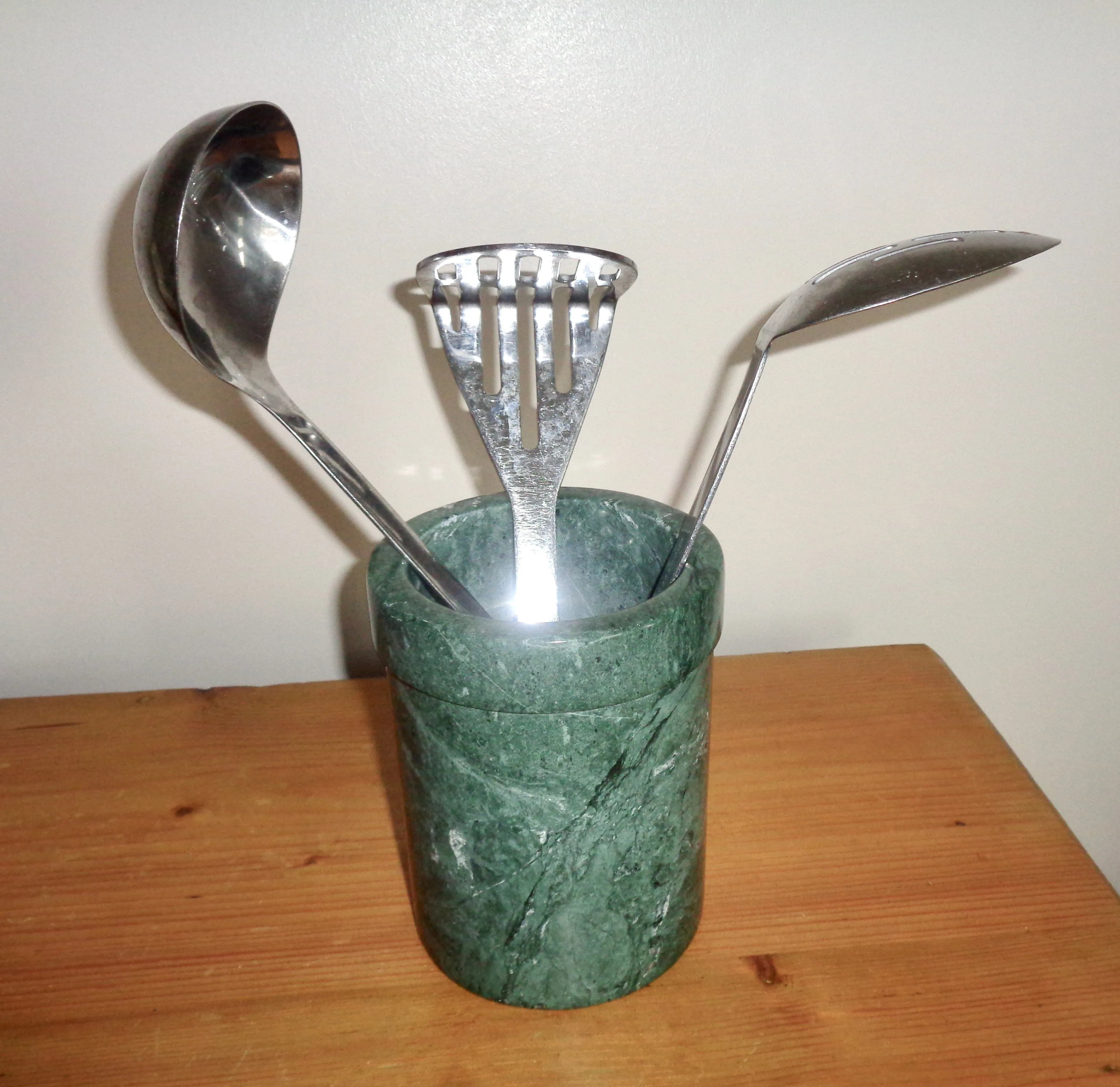 Vintage Habitat Green Marble Utensil Jar
