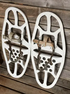 Vintage Metal Snowshoes - White