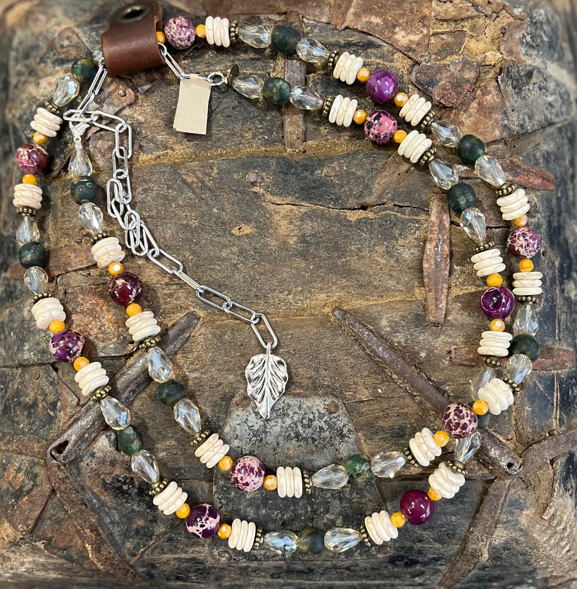 Vintage Olive & Plum Necklace
