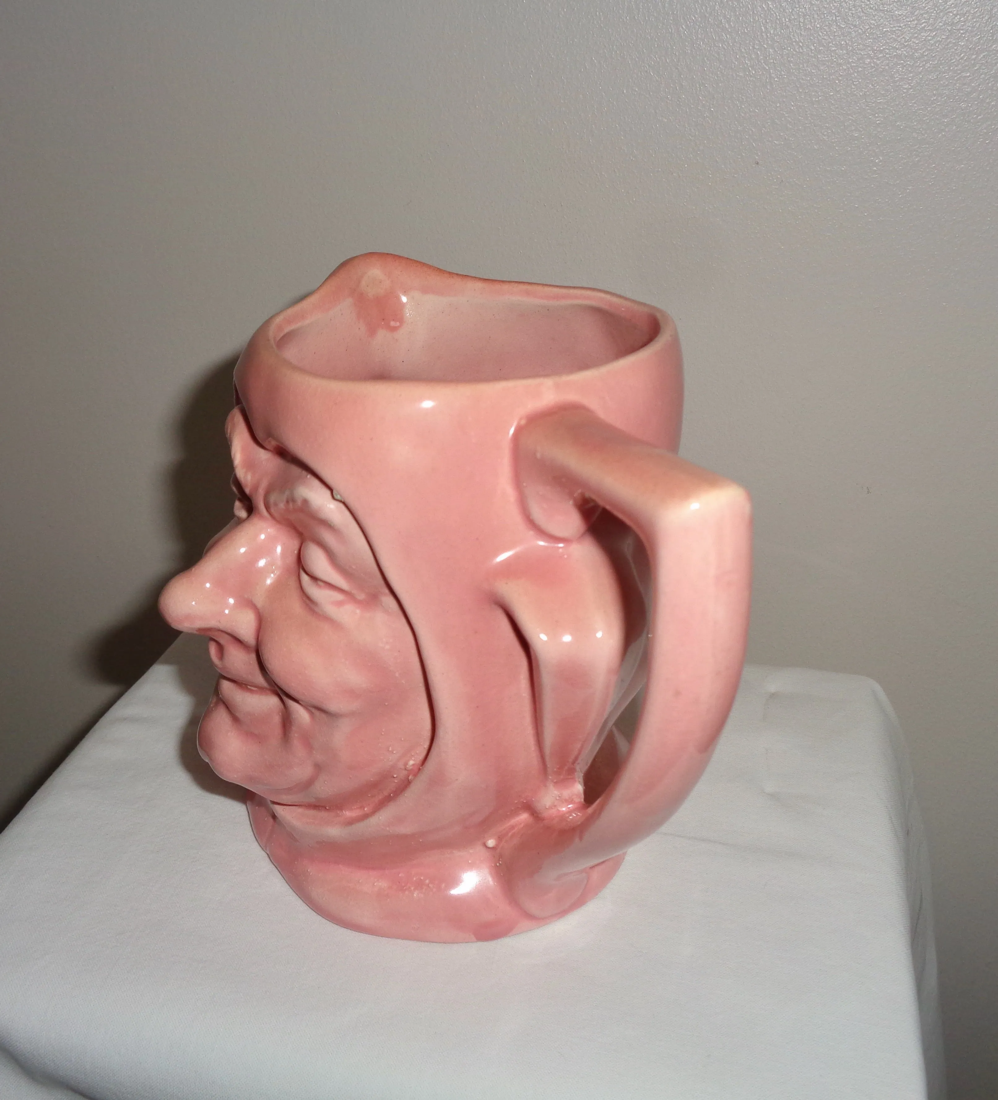 Vintage Pink Jester Character Toby Jug