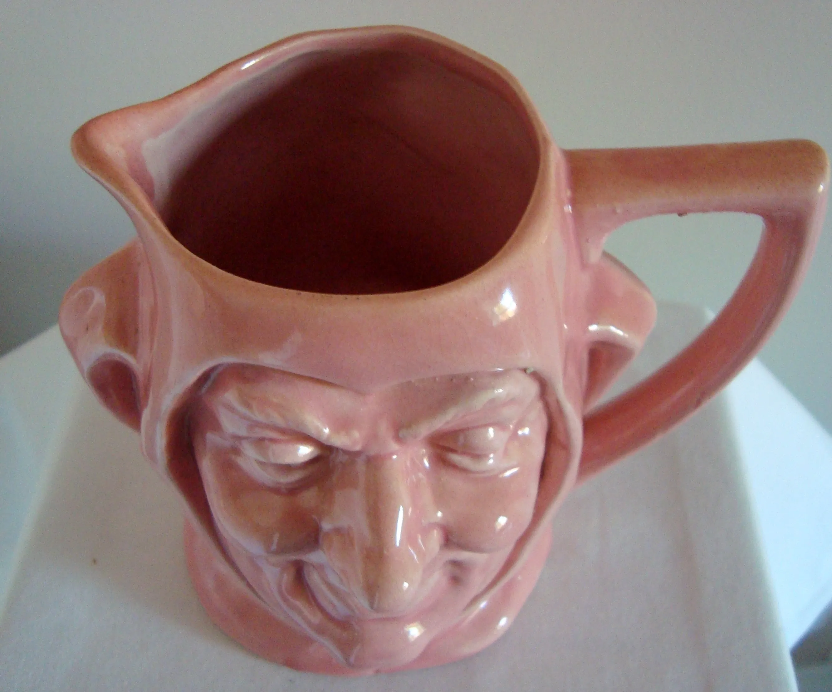Vintage Pink Jester Character Toby Jug