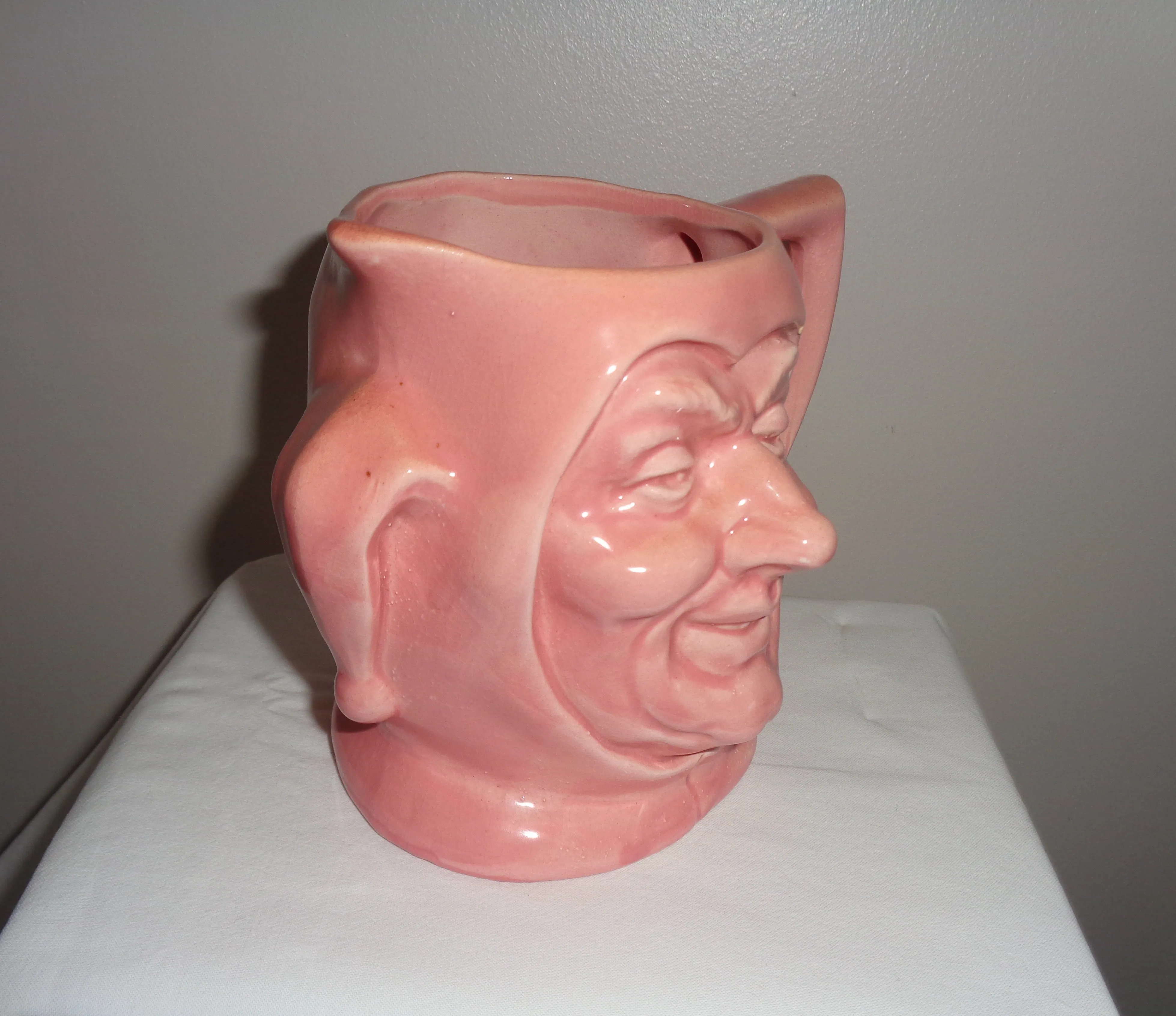 Vintage Pink Jester Character Toby Jug