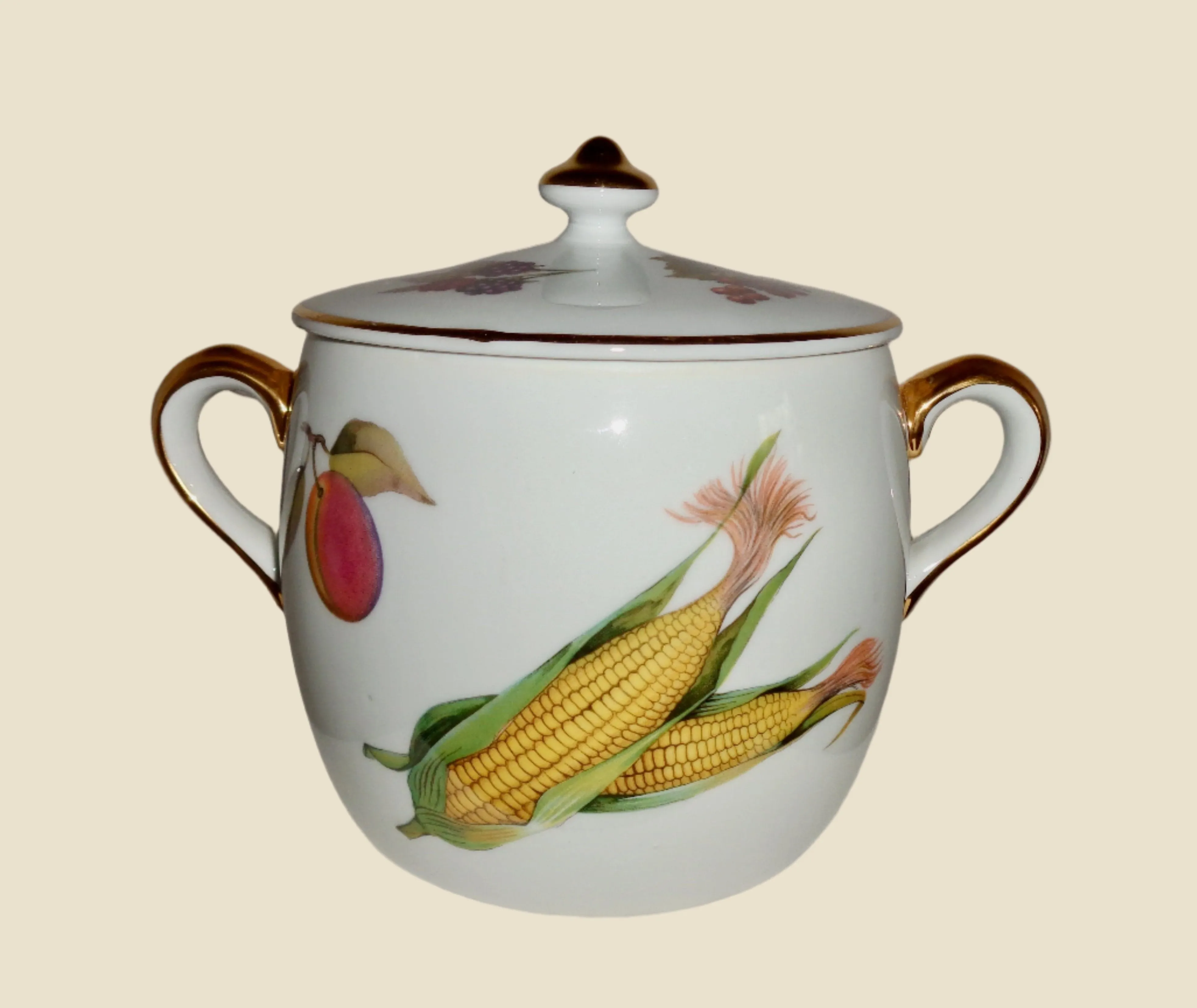 Vintage Royal Worcester Evesham Gold 2 Pint Storage Jar / Marmite Pot / Cooking Pot