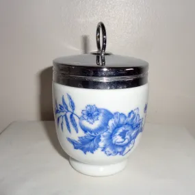 Vintage Royal Worcester Rhapsody Blue Sprays King Size Egg Coddler