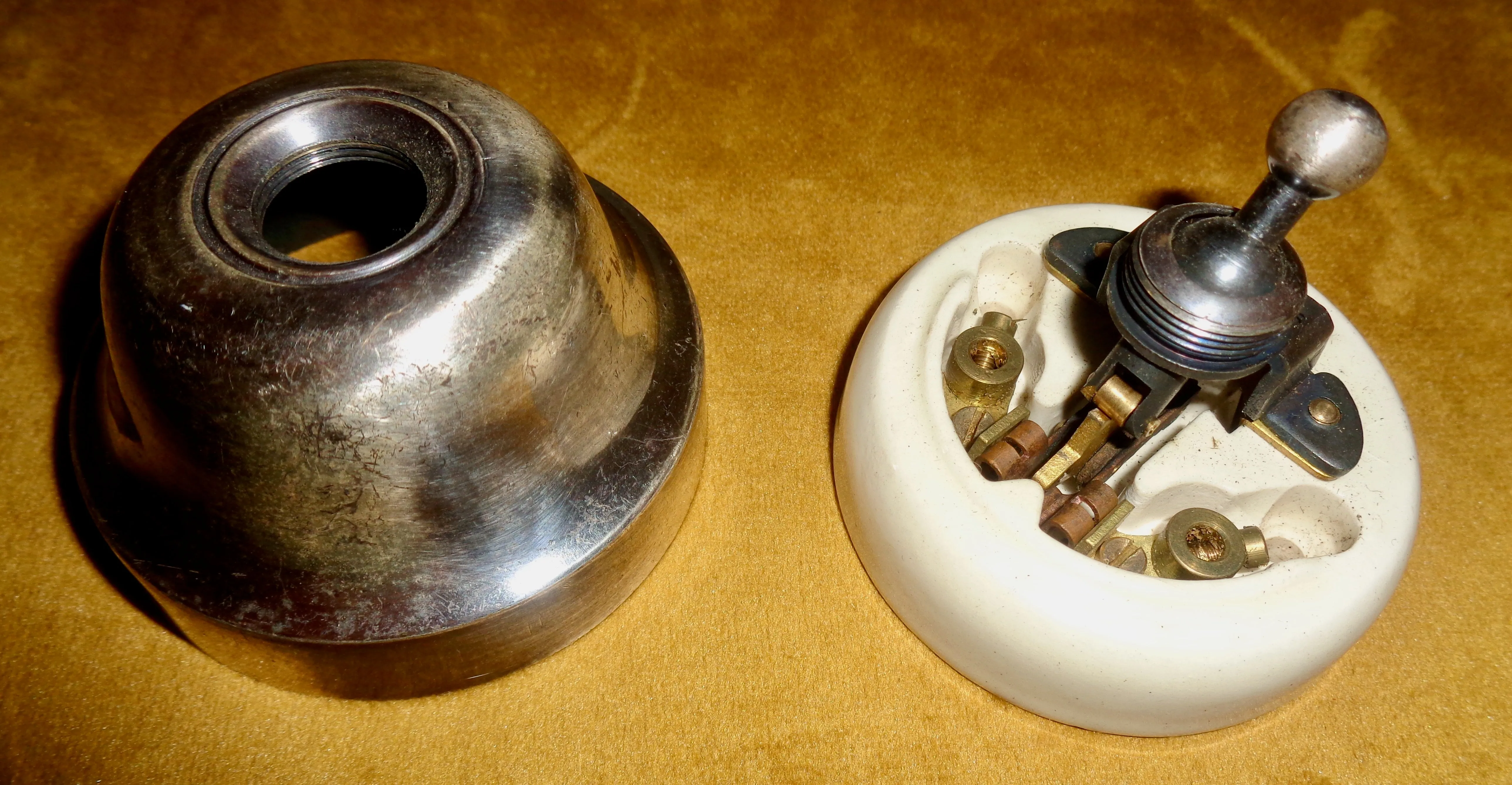 Vintage Tucker Telac Chrome / White Ceramic British Toggle Light Switch