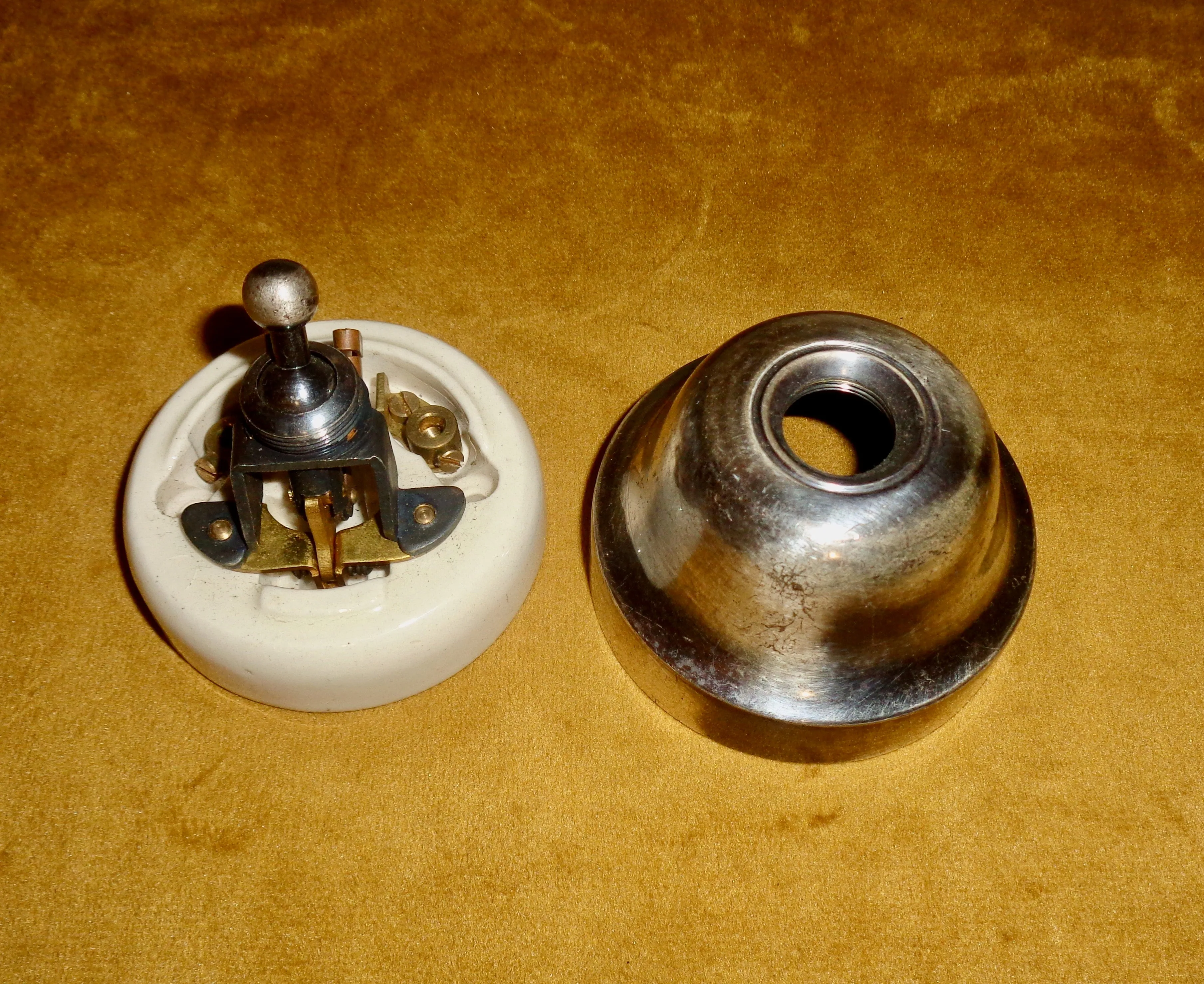 Vintage Tucker Telac Chrome / White Ceramic British Toggle Light Switch