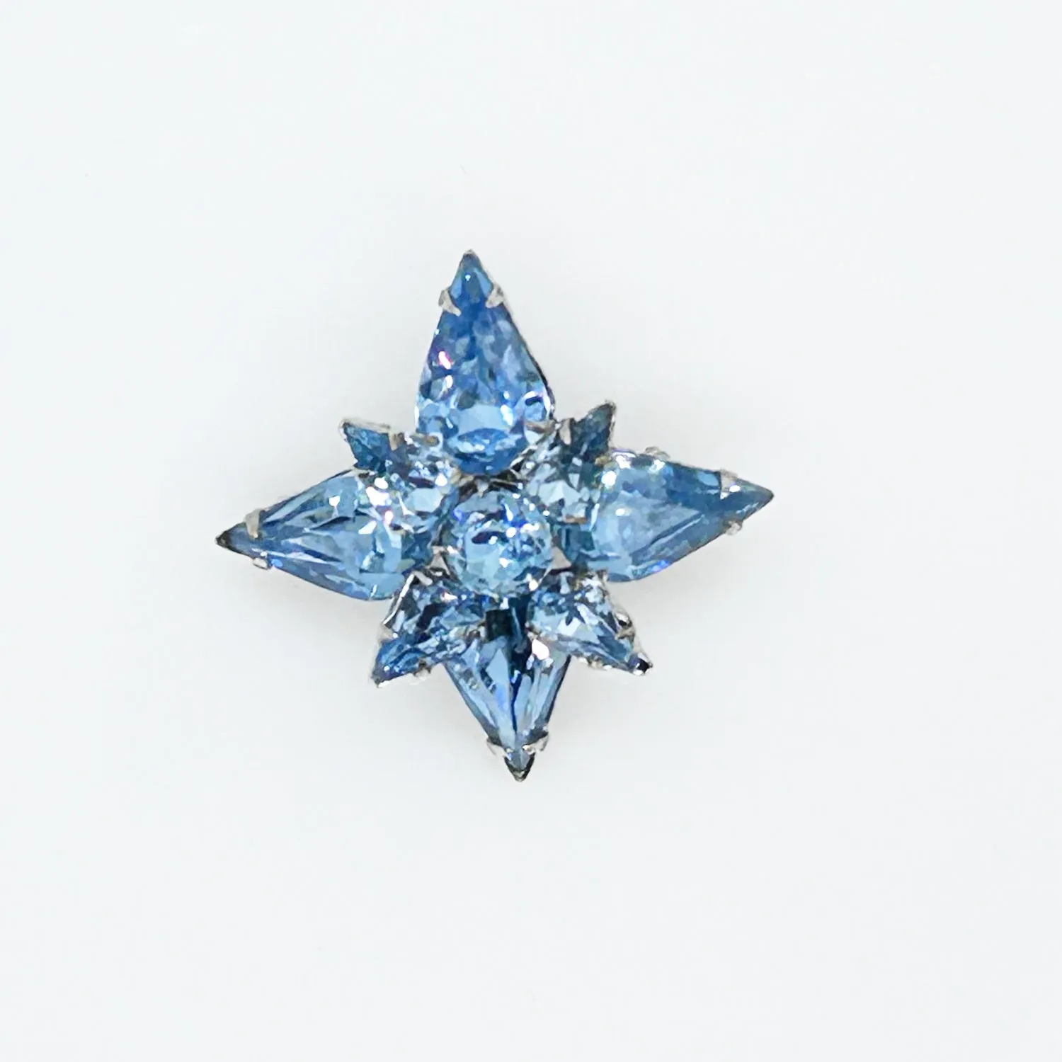 Vintage Twinkling Blue Rhinestone Star Brooch