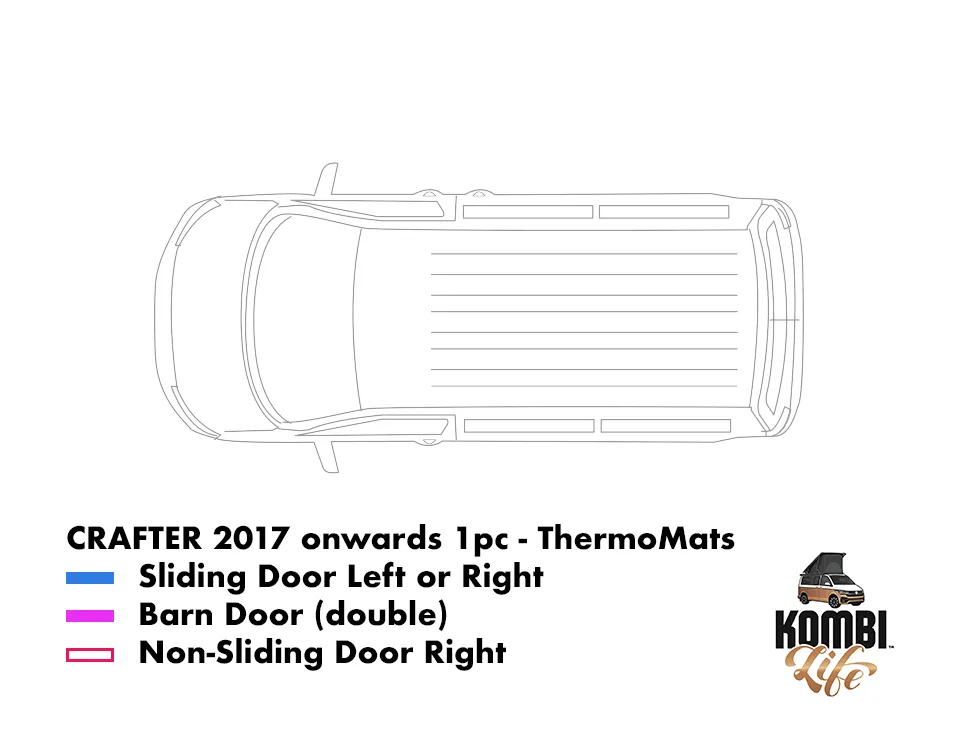 VW CRAFTER 2017 onwards - 1pc ThermoMats - Barn Door or Left Sliding Door or Right Sliding Door or Right Door (non-sliding)
