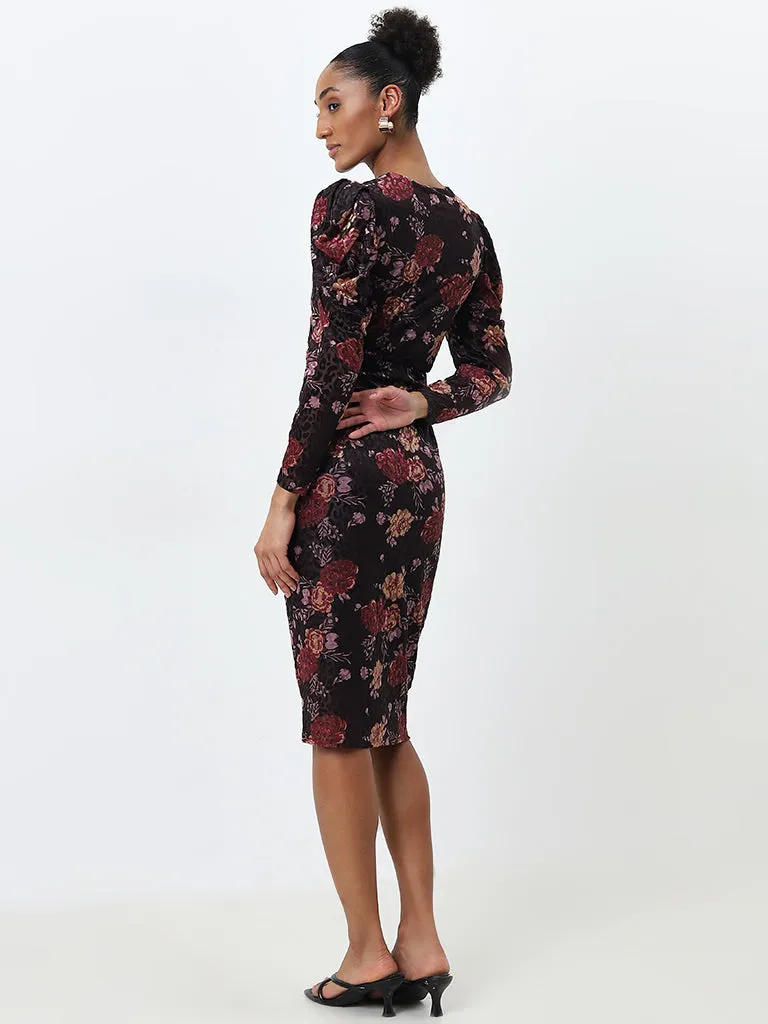 Wardrobe Black Floral Print Wrap Dress